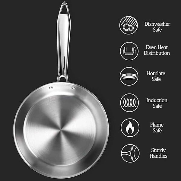 MILTON Pro cook 24 cm Frying Pan Triply Stainless Steel with Lid2 - LXINDIA.COM