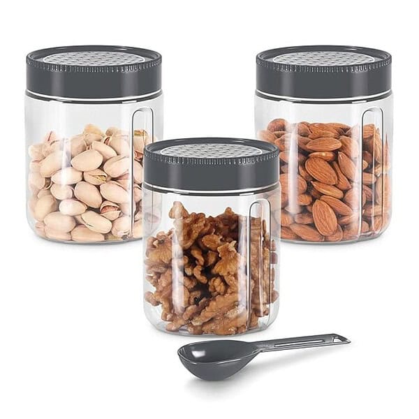 MILTON Radiant Storage Jar and Container Set of 3 650 ml Grey - LXINDIA.COM