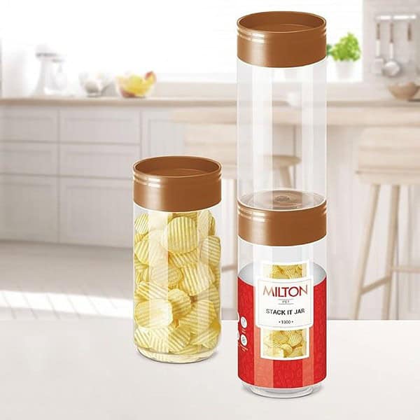 MILTON Stack IT 1000 Airtight Plastic Storage Container Set 890 Ml Set of 2 Brown 2 - LXINDIA.COM