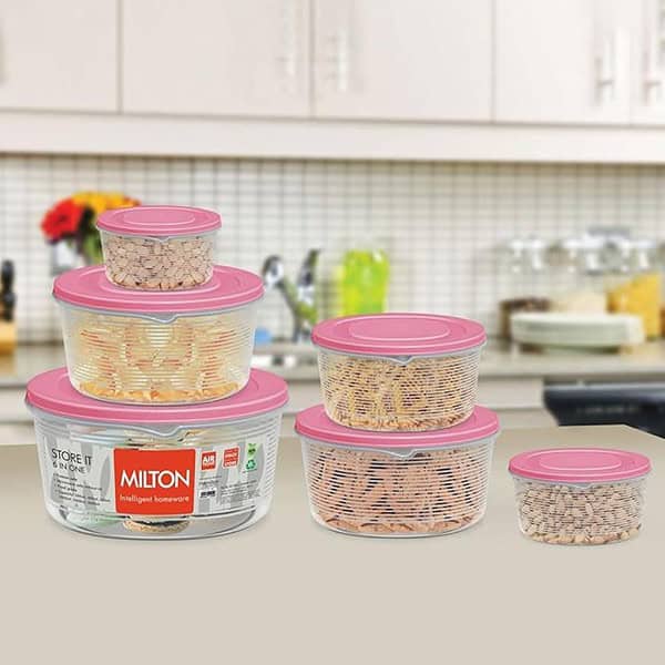 MILTON Store It Food Storage Container Set of 6 Pink 2 - LXINDIA.COM