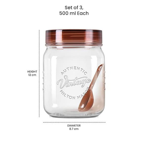 MILTON Vintage Airtight Containers with Spoons Set of 3 500 ml 1 - LXINDIA.COM