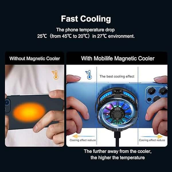 MOBILIFE Magnetic Mobile Cooler for iPhone iPad and Android Mobile Radiator Black 1 - LXINDIA.COM