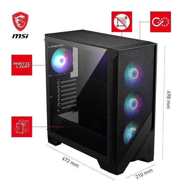 MSI MAG Forge 320R Airflow Mid Tower PC Case Black 2 - LXINDIA.COM