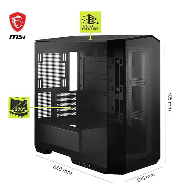 MSI MAG PANO M100R PZ White Gaming Case Black 2 - LXINDIA.COM