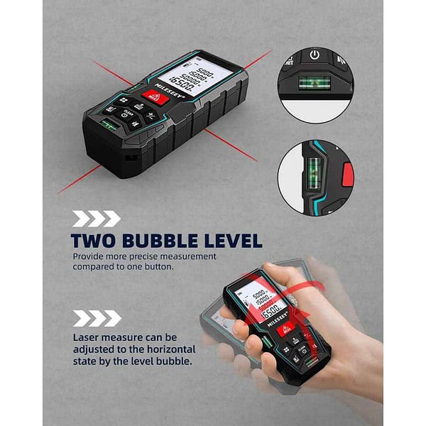 MiLESEEY 165 Feet Laser Measurement Tool with 2 Bubble Levels2 - LXINDIA.COM