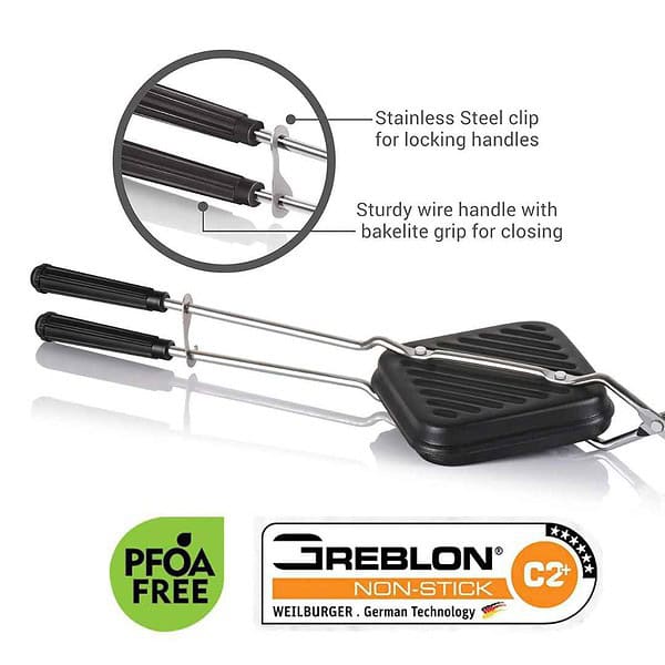 Milton Pro Cook Aluminium Sandwich Toaster 14 cm2 - LXINDIA.COM