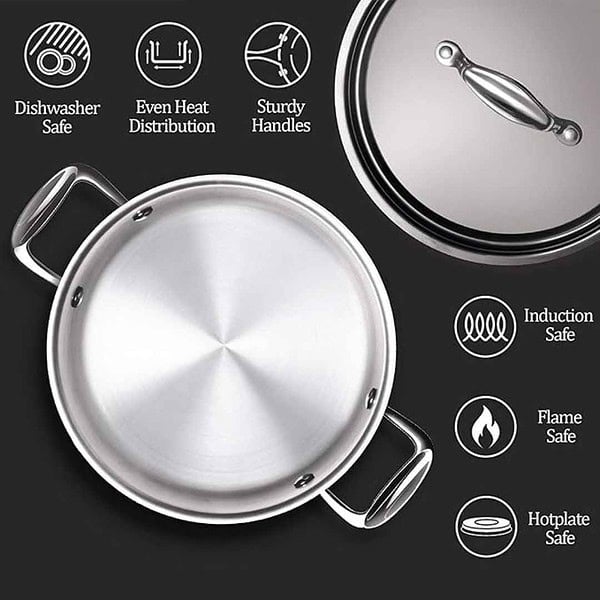 Milton Pro Cook Triply Stainless Steel Casserole Biryani Pot with Lid 24cm1 - LXINDIA.COM