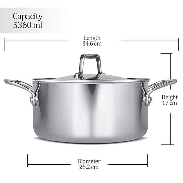 Milton Pro Cook Triply Stainless Steel Casserole Biryani Pot with Lid 24cm3 - LXINDIA.COM