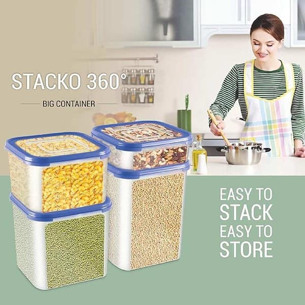 Milton Stacko Plastic Storage Container Set of 4 Blue 3 - LXINDIA.COM