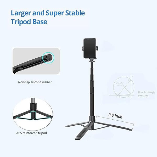 Mobilife Long Selfie Stick with Reinforced Tripod Stand Aluminum 61 inch Black 2 - LXINDIA.COM