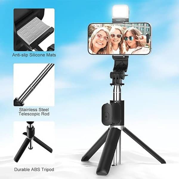 Mobilife Selfie Stick with Light Tripod Stand 41 inch Black 2 - LXINDIA.COM