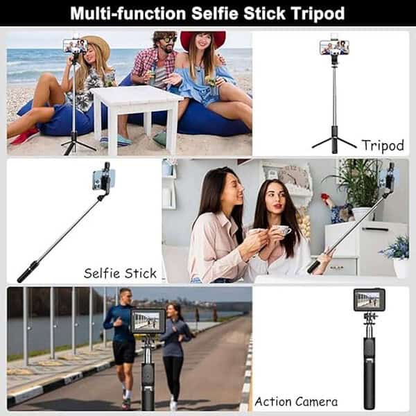 Mobilife Selfie Stick with Light Tripod Stand 41 inch Black 3 - LXINDIA.COM