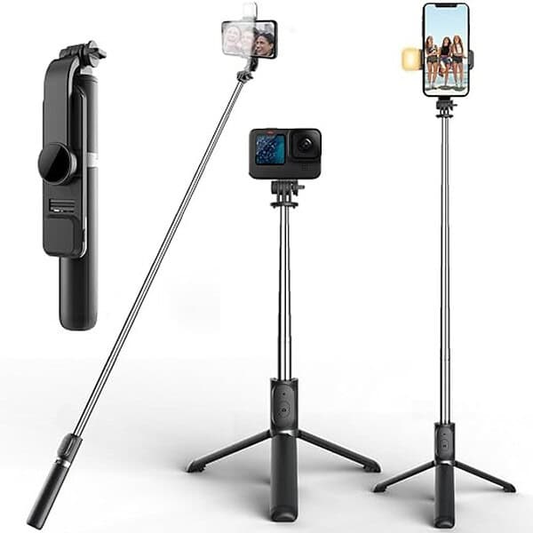 Mobilife Selfie Stick with Light Tripod Stand 41 inch Black - LXINDIA.COM