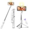 Mobilife Selfie Stick with Light Tripod Stand Bluetooth Extandable Selfie Stick Tripod White - LXINDIA.COM