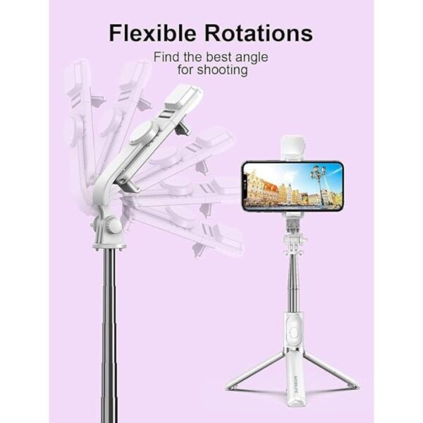 Mobilife Selfie Stick with Light Tripod Stand Bluetooth Extandable Selfie Stick Tripod White 3 - LXINDIA.COM