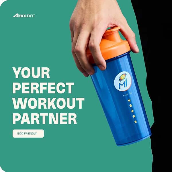 Mumbai Indians Gym Shaker for Protein Blue Orange b - LXINDIA.COM