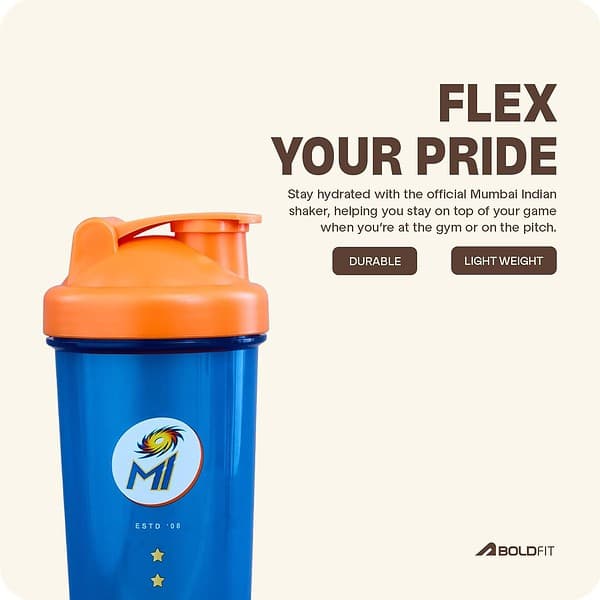 Mumbai Indians Gym Shaker for Protein Blue Orange c - LXINDIA.COM