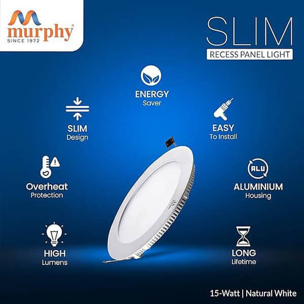 Murphy 15 Watt Slim Round LED Panel Ceiling Light Natural White Pack of 4 1 - LXINDIA.COM