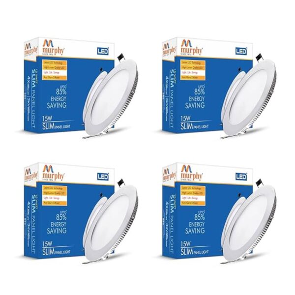 Murphy 15 Watt Slim Round LED Panel Ceiling Light Natural White Pack of 4 - LXINDIA.COM