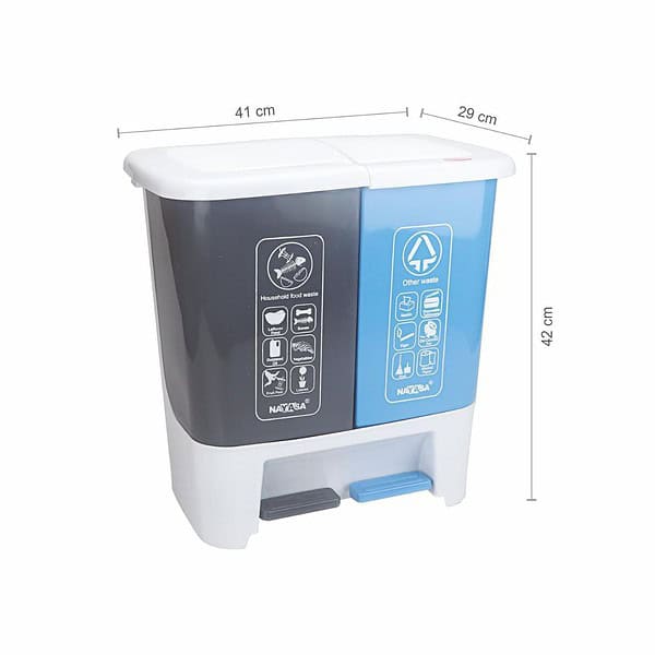 Nayasa Plastic 2 In 1 Bold Dustbin Blue and Grey2 - LXINDIA.COM