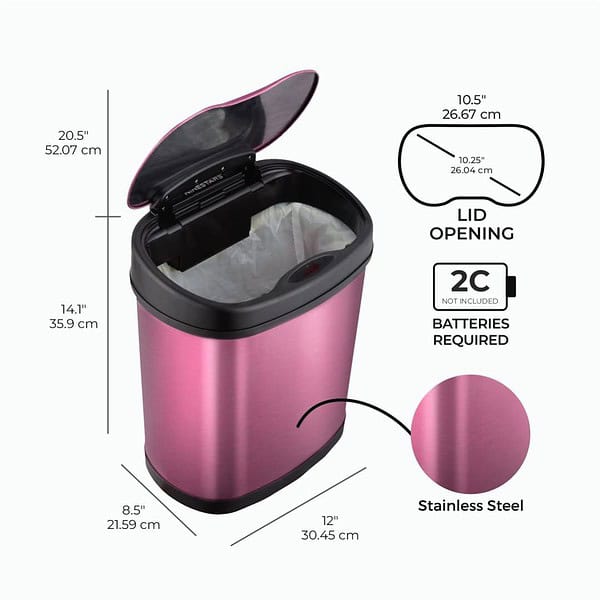 Ninestars DZT 12 13 Automatic Touchless Infrared Motion Sensor Dustbin Burgundy1 - LXINDIA.COM