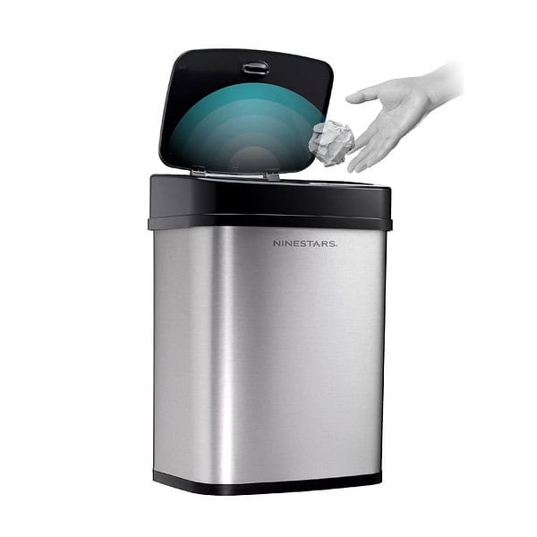 Ninestars DZT 12 5 Touchless Stylish Motion Sensor Dustbin Silver - LXINDIA.COM