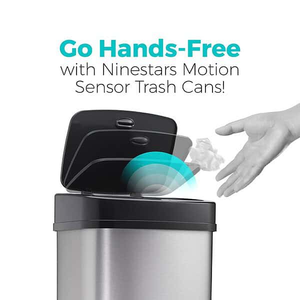 Ninestars DZT 12 5 Touchless Stylish Motion Sensor Dustbin Silver1 - LXINDIA.COM