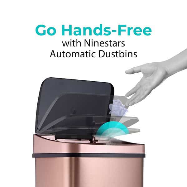 Ninestars DZT 50 28 Touchless Stylish Motion Sensor Dustbin Gold1 - LXINDIA.COM