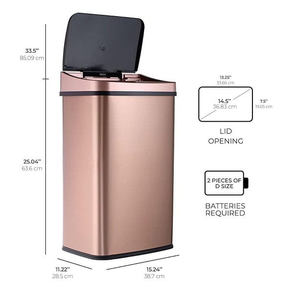 Ninestars DZT 50 28 Touchless Stylish Motion Sensor Dustbin Gold2 - LXINDIA.COM