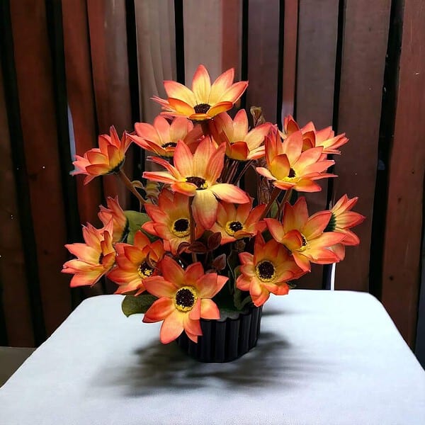 Olive Trees Artificial Sunflower Bunch with Plastic Pot Orange A - LXINDIA.COM