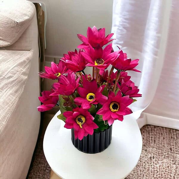 Olive Trees Artificial Sunflower Bunch with Plastic Pot Pink C - LXINDIA.COM