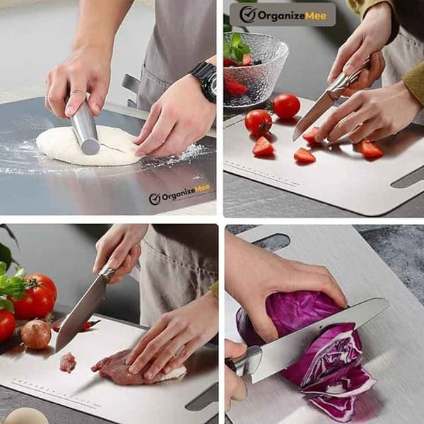 OrganizeMee Large Stainless Steel Cutting Board for Kitchen 36 cm X 25 cm3 - LXINDIA.COM