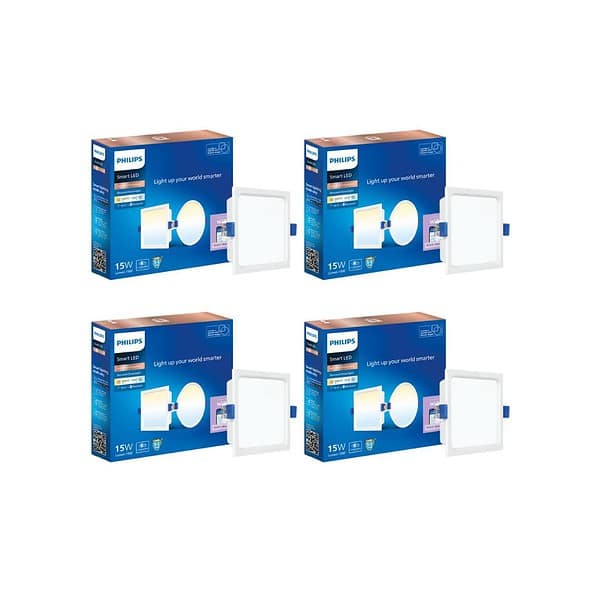 PHILIPS 15W Square Wi Fi Smart LED Ceiling Light for Home with Music Sync FunctionTunable White Pack of 4A - LXINDIA.COM