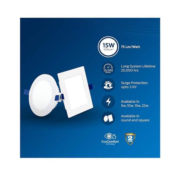 PHILIPS Astra Sleek 15 watt Round LED Downlighter LED Ceiling Light for Home and Hall Cool Day Light Pack of 4b - LXINDIA.COM