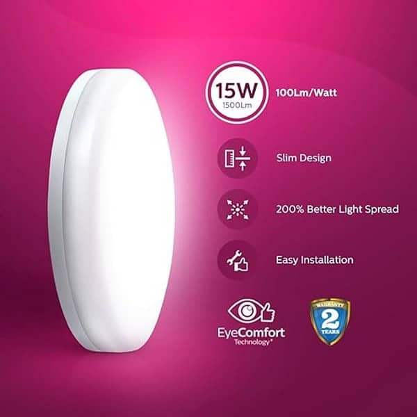 PHILIPS Rimless Full Glow 15 watt Round LED Surface Downlighter Cool Day Light Pack of 4 2 - LXINDIA.COM