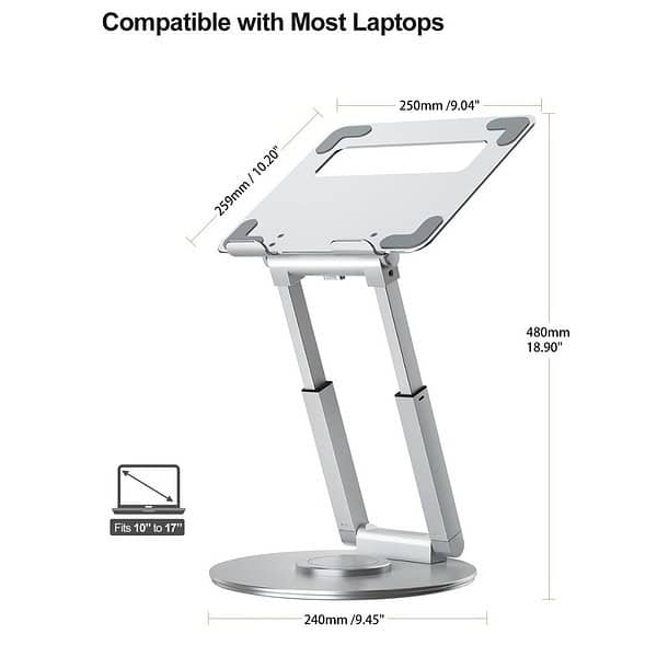 PLIXIO Adjustable Laptop Stand with 360 degree Rotating Base Tabletop 1 - LXINDIA.COM