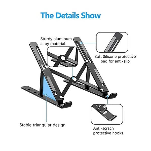 PLIXIO Aluminum Tabletop Laptop Stand Black 2 - LXINDIA.COM