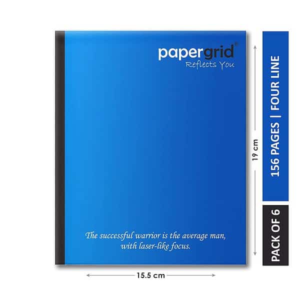 Papergrid Four Line 152 Page Pack of 6 Notebooks B - LXINDIA.COM