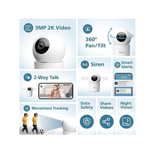 Philips Smart 360 degree Wifi Indoor Security Camera HSP3500 1 - LXINDIA.COM