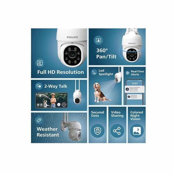 Philips Smart 360 degree Wifi Outdoor Security Camera HSP3800 1 - LXINDIA.COM