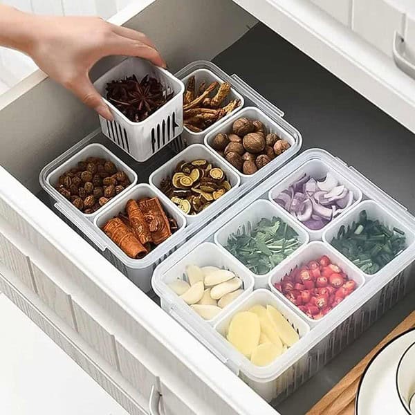 Polypropylene Havencia 6 Grid Fridge And Freezer Storage Boxes A - LXINDIA.COM