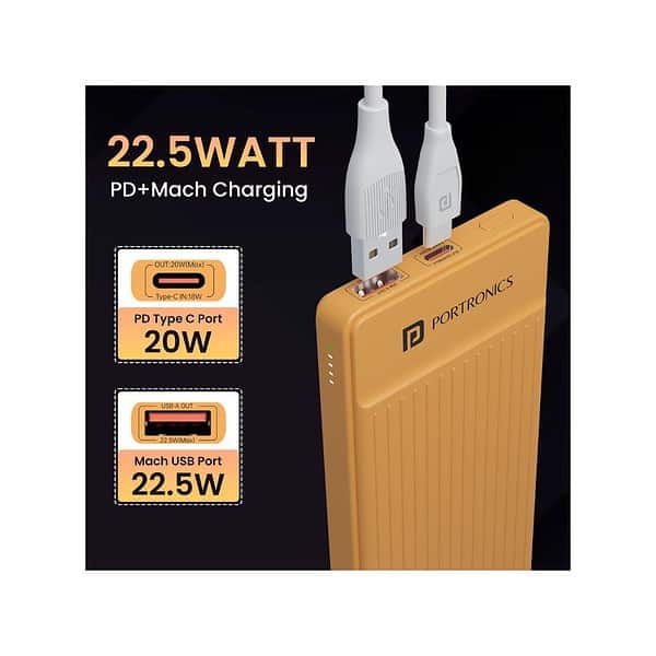 Portronics Luxcell B 10K 10000 mAh Yellow 4 - LXINDIA.COM