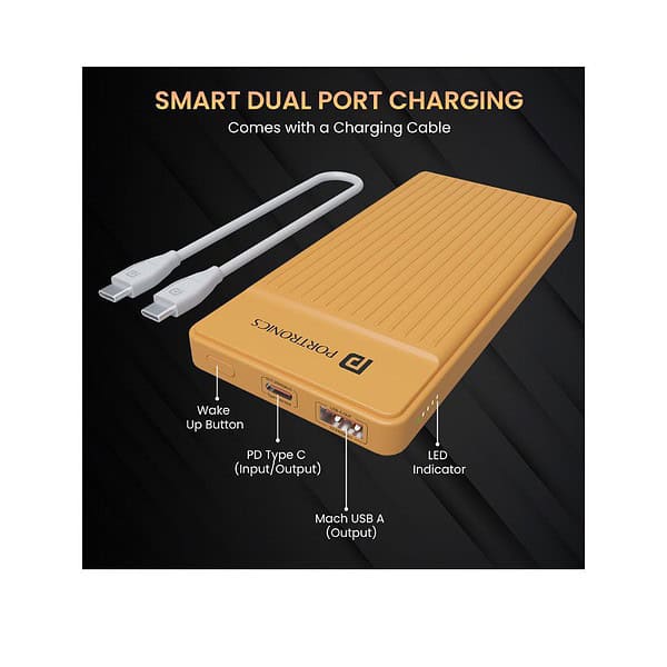 Portronics Luxcell B 10K 10000 mAh Yellow 5 - LXINDIA.COM