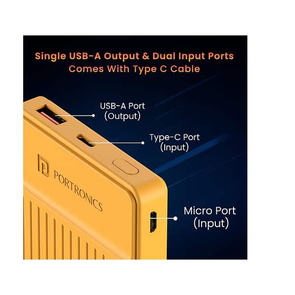 Portronics Luxcell B12 10000mAh 12W Yellow 2 - LXINDIA.COM