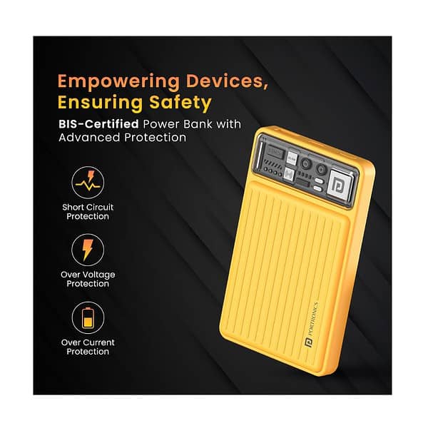 Portronics Luxcell Wireless Mini 10k 10000mAh Yellow 2 - LXINDIA.COM