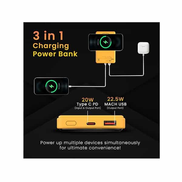 Portronics Luxcell Wireless Mini 10k 10000mAh Yellow 4 - LXINDIA.COM