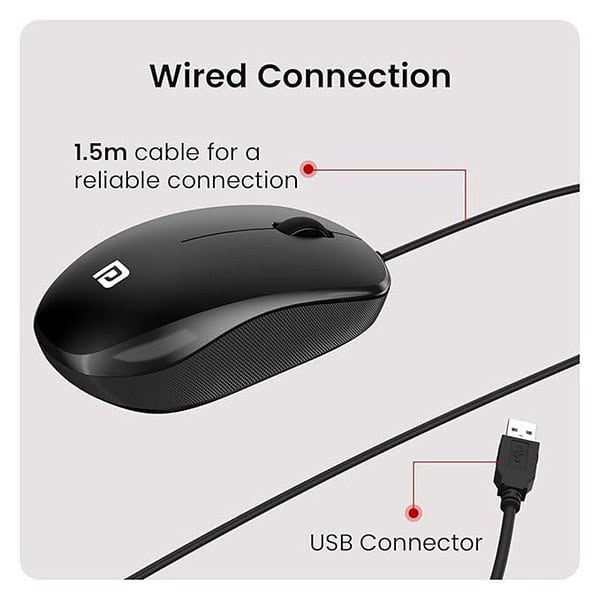 Portronics Toad 102 Wired Mouse with 3 Buttons Black 2 - LXINDIA.COM