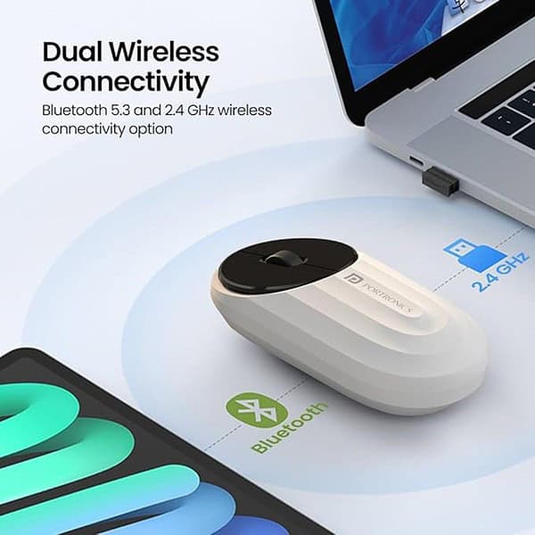 Portronics Toad 6 Bluetooth Wireless Mouse White 2 - LXINDIA.COM