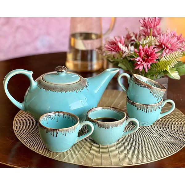 Praahi Lifestyle 4 Cups Tea Cup Set with Kettle b - LXINDIA.COM