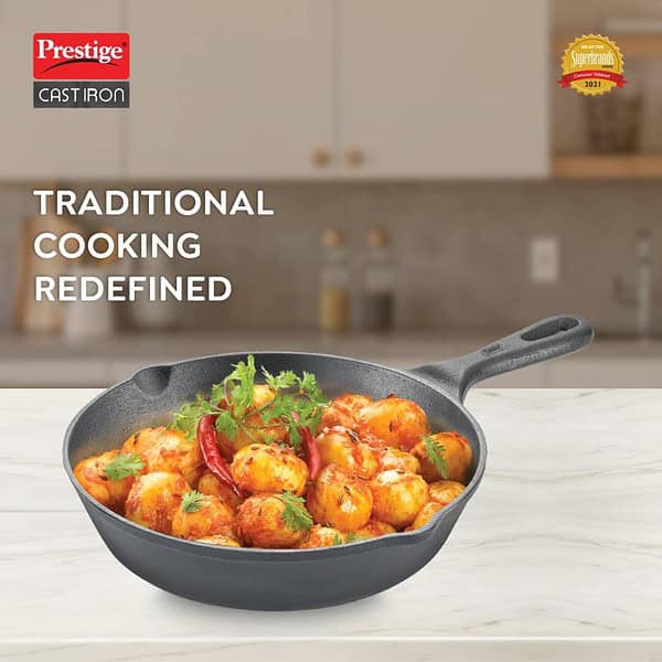 Prestige Cast Iron Fry Pan 200 mm Black A - LXINDIA.COM